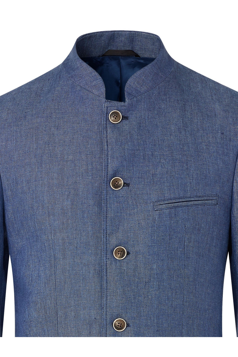 Veste ajustée col mao en lin épais