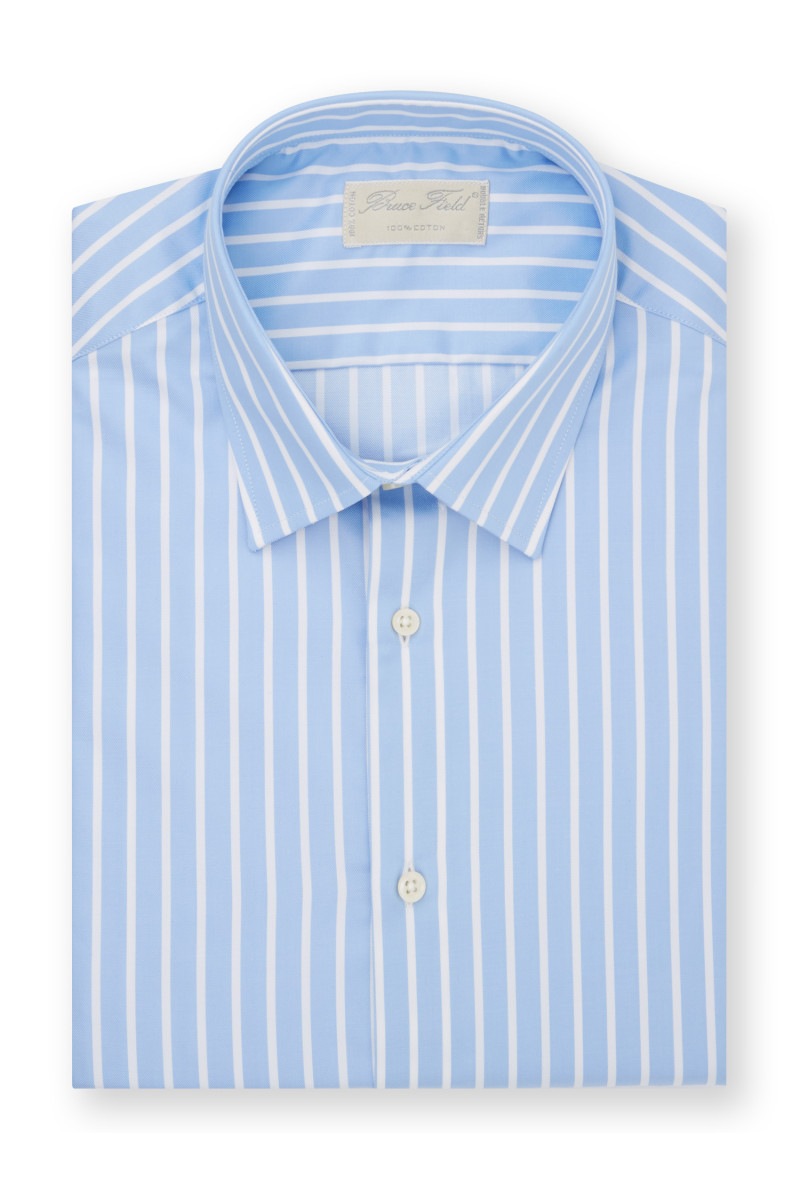 Chemise cintrée pur coton à rayures blanches