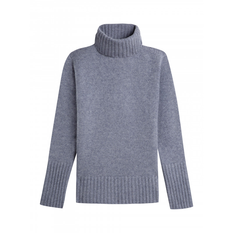 Pull femme col roule fantaisie en laine et cachemire