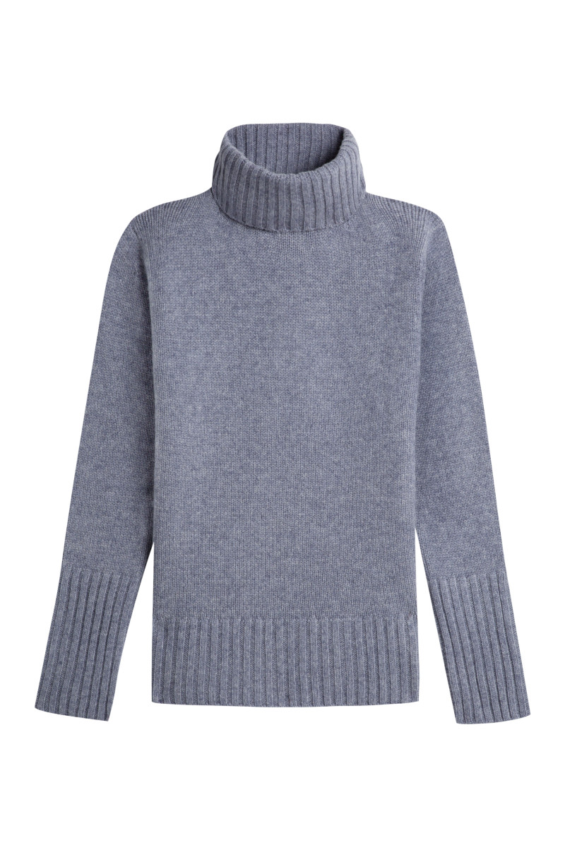 Pull femme col roule fantaisie en laine et cachemire