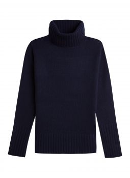 Pull femme col roule fantaisie en laine et cachemire