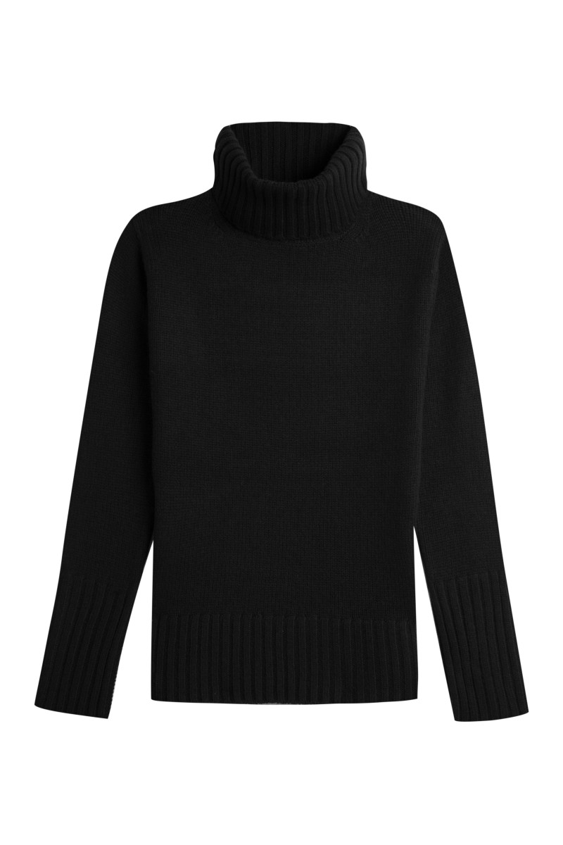 Pull femme col roule fantaisie en laine et cachemire