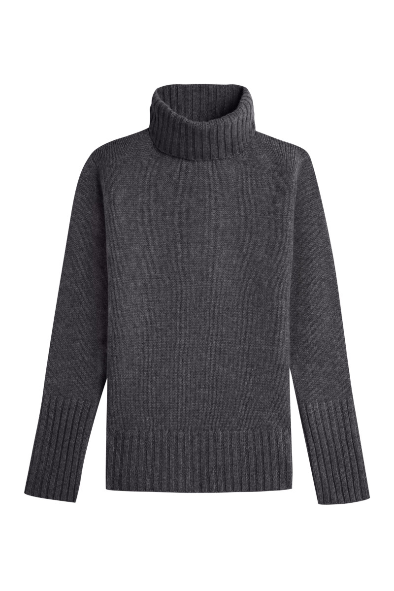 Pull femme col roule fantaisie en laine et cachemire
