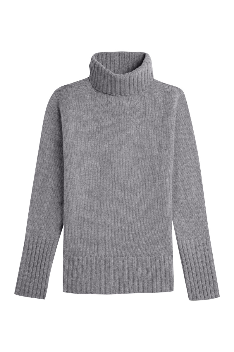 Pull femme col roule fantaisie en laine et cachemire