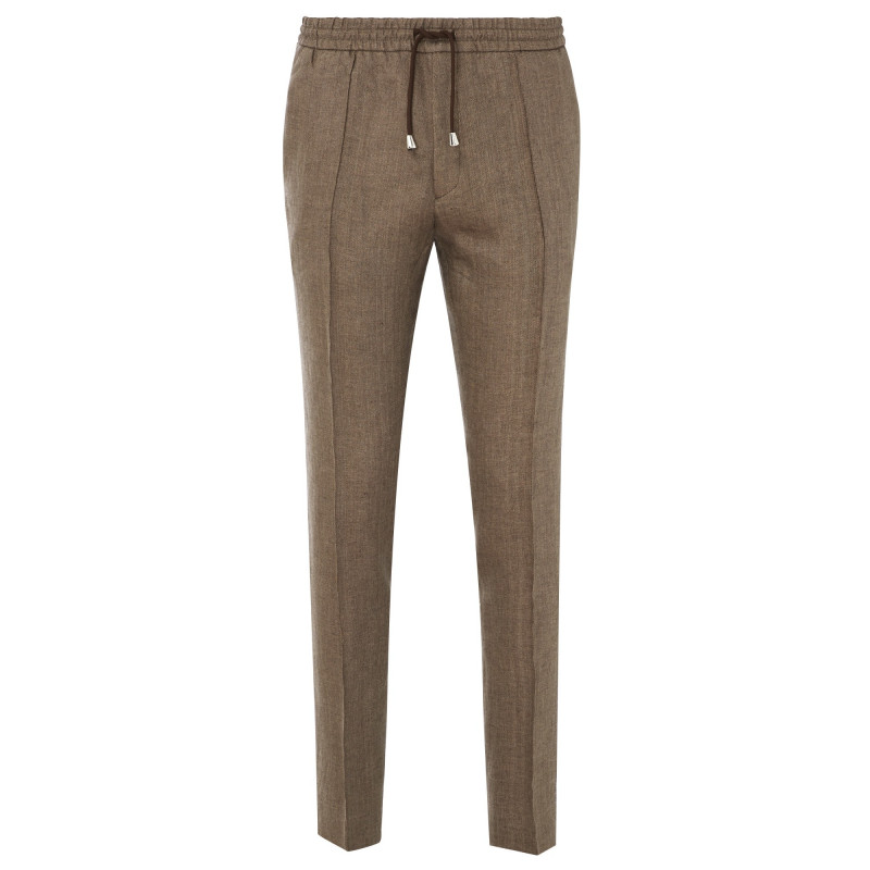 Trousers in pure wool 110's with drawstring