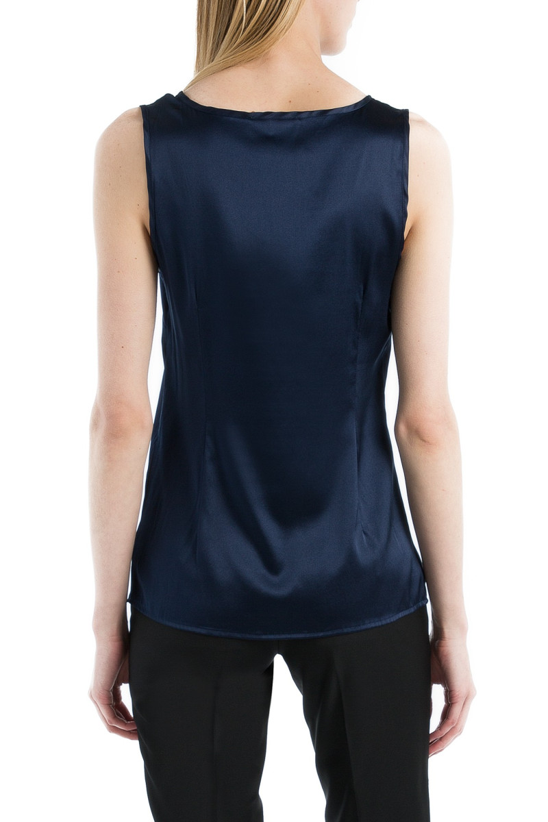 Top soie col rond sans manches