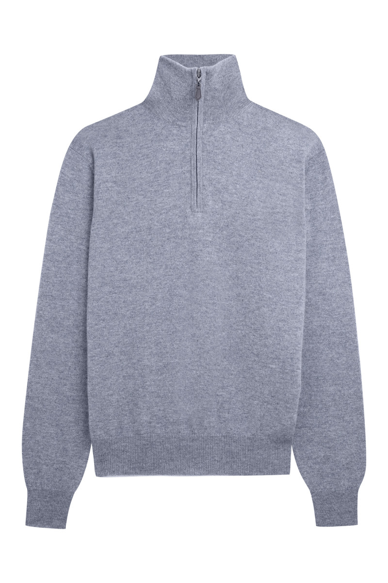 Polo laine cachemire uni zip