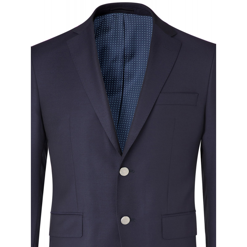 Blazer grande taille ajusté pure laine piquée boutons argentés Didier