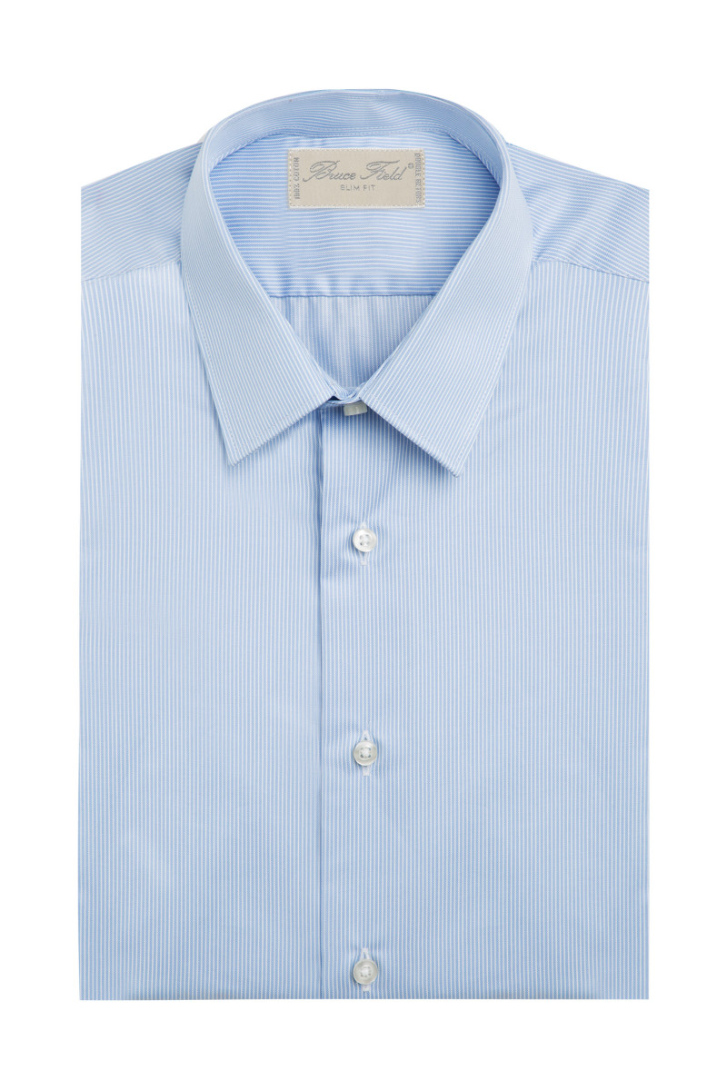Chemise cintrée pur coton à fines rayures