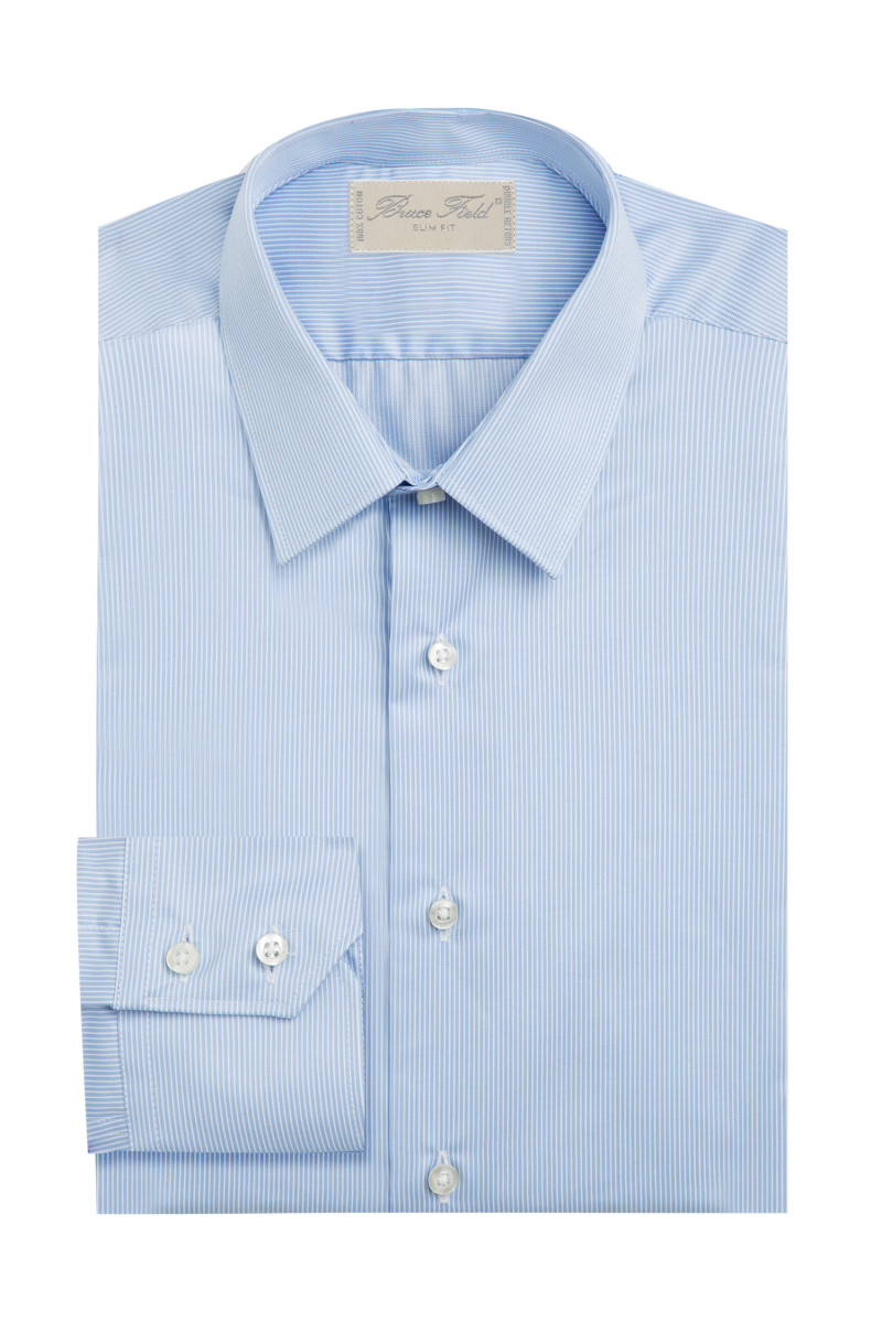 Chemise cintrée pur coton à fines rayures