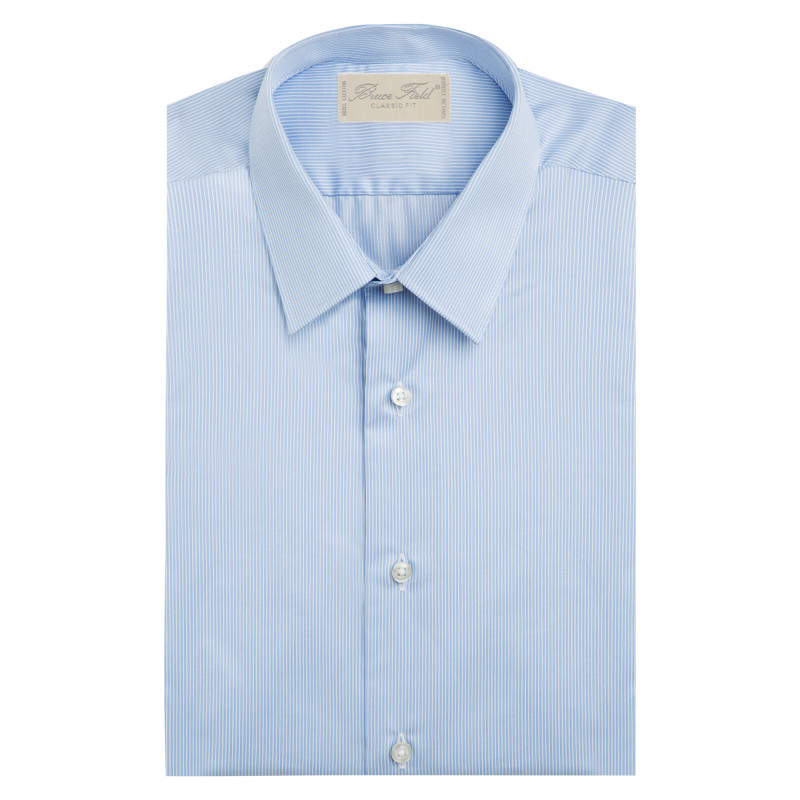 Shirt straight cut pure cotton striped