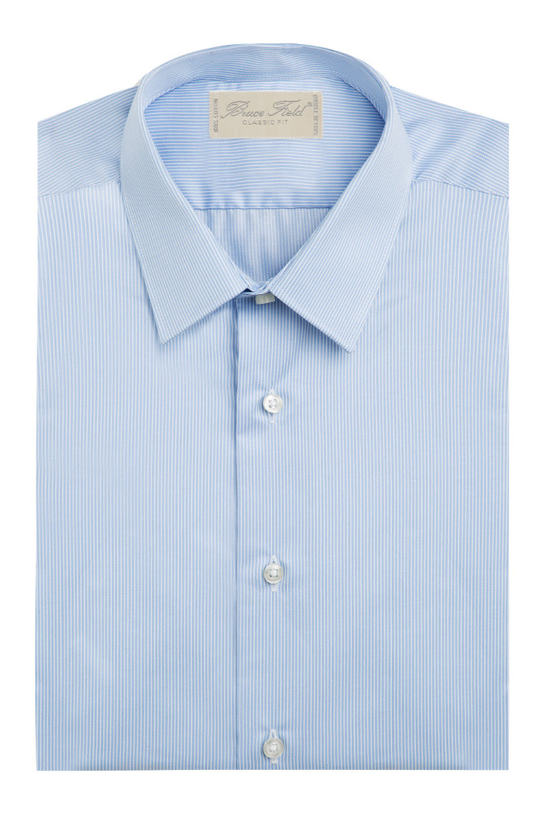 Chemise coupe classique pur coton à fines rayures