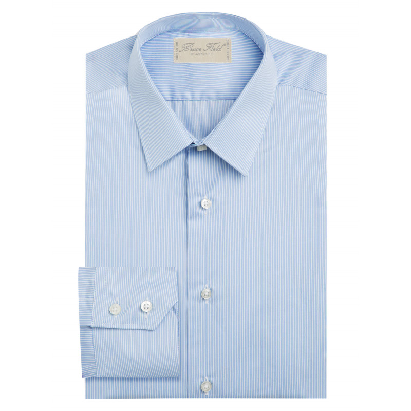 Shirt straight cut pure cotton striped