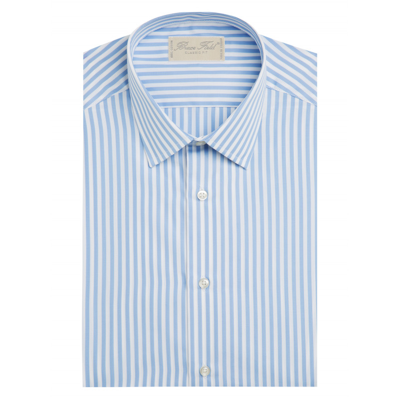 Shirt straight cut pure cotton striped