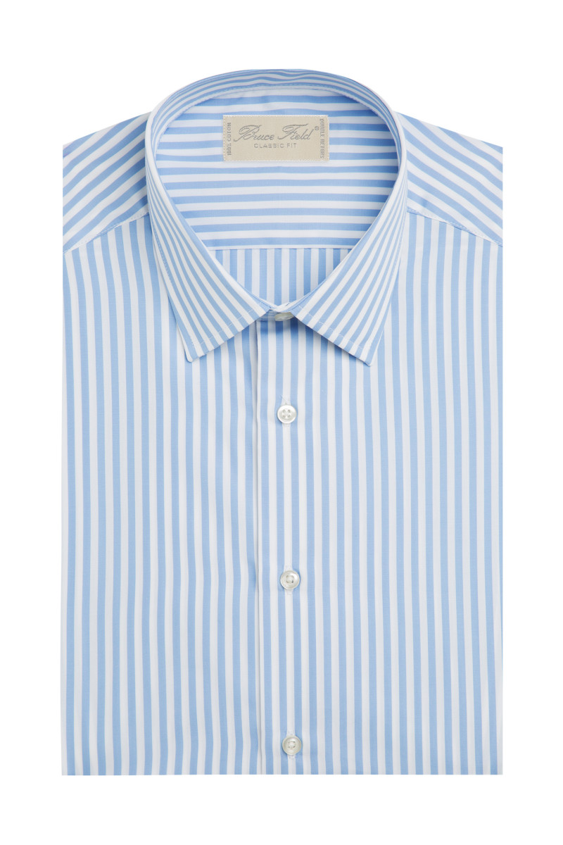 Shirt straight cut pure cotton striped