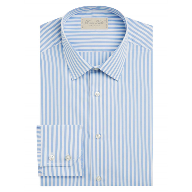 Shirt straight cut pure cotton striped