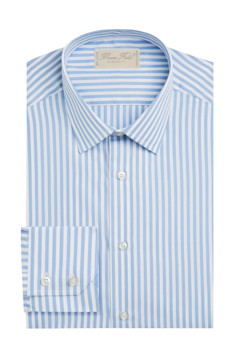 Shirt straight cut pure cotton striped