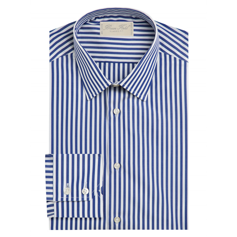 Shirt straight cut pure cotton striped