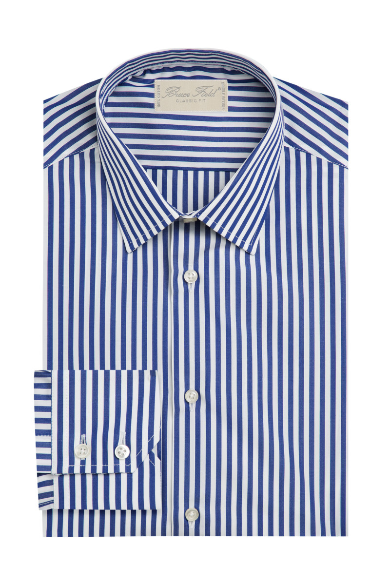 Chemise coupe classique pur coton à larges rayures