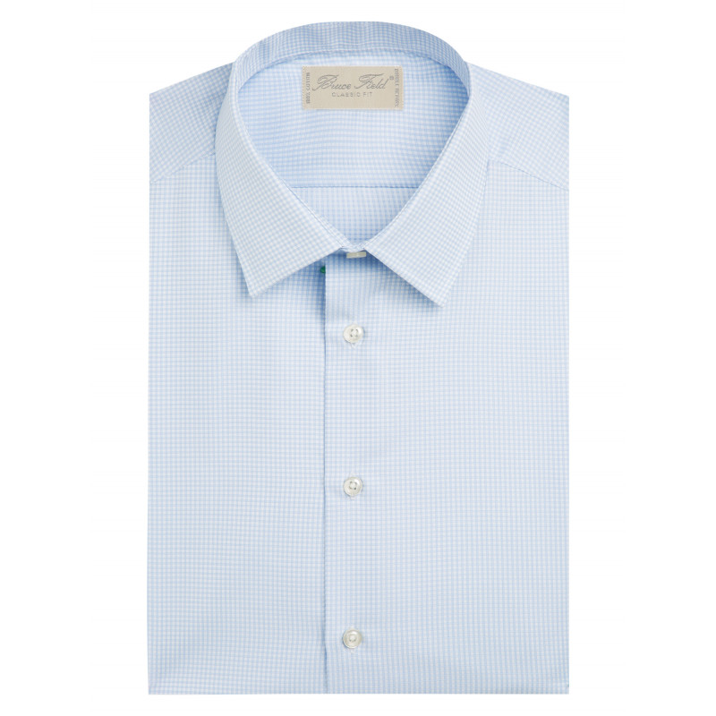 Chemise coupe classique pur coton à petit carreaux