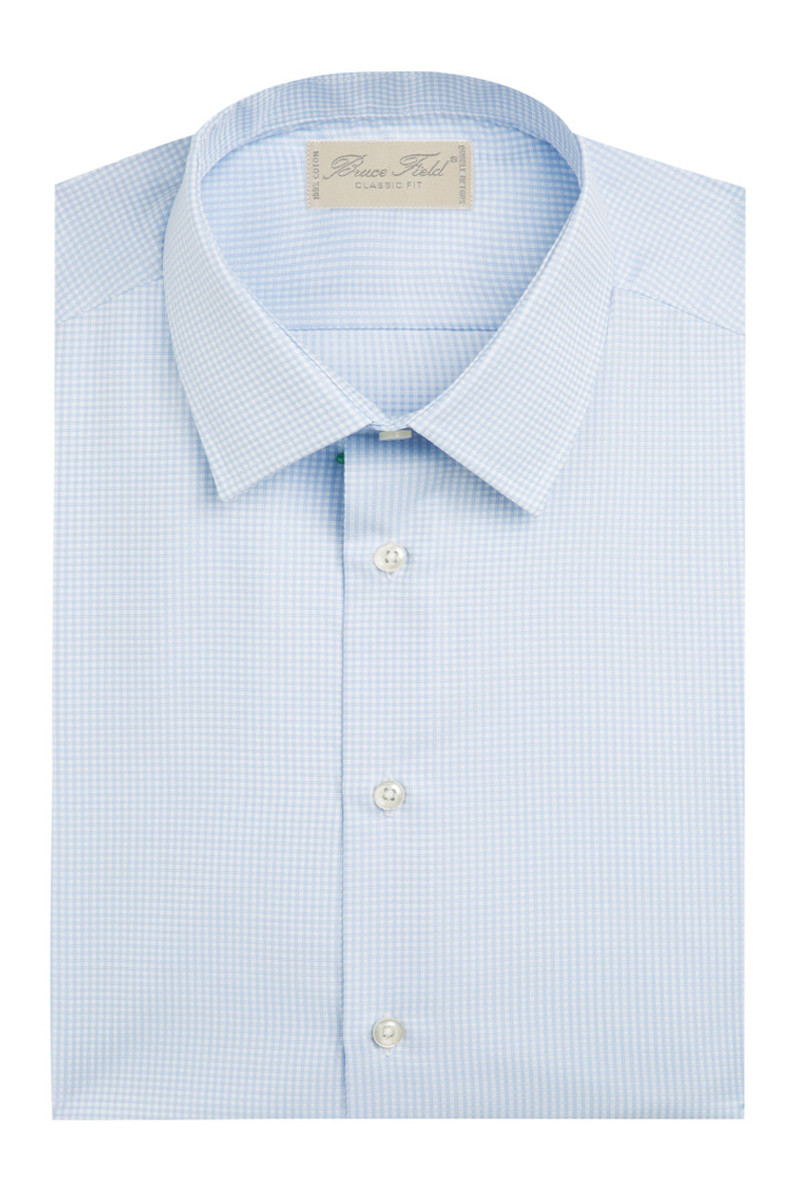 Chemise coupe classique pur coton à petit carreaux