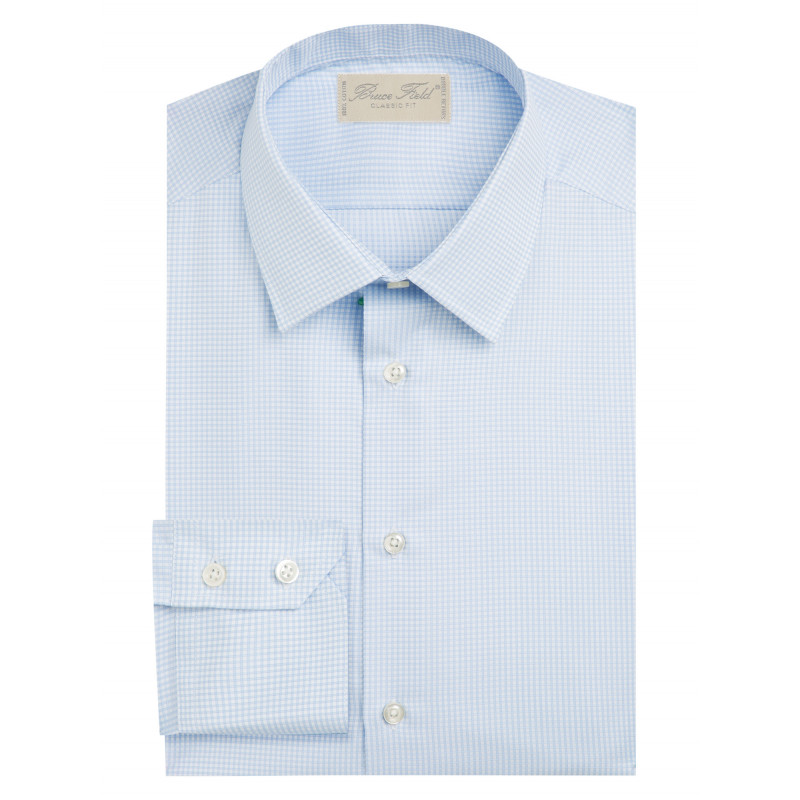 Chemise coupe classique pur coton à petit carreaux