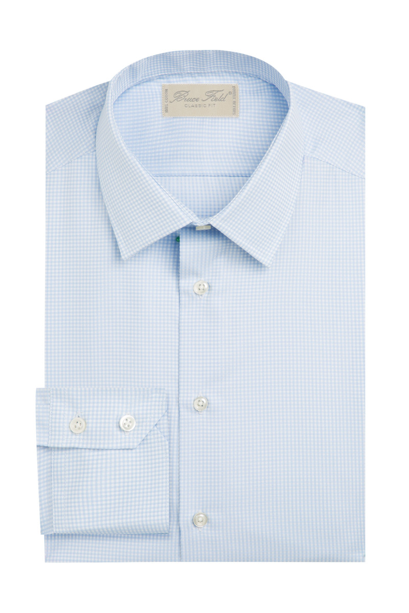 Chemise coupe classique pur coton à petit carreaux