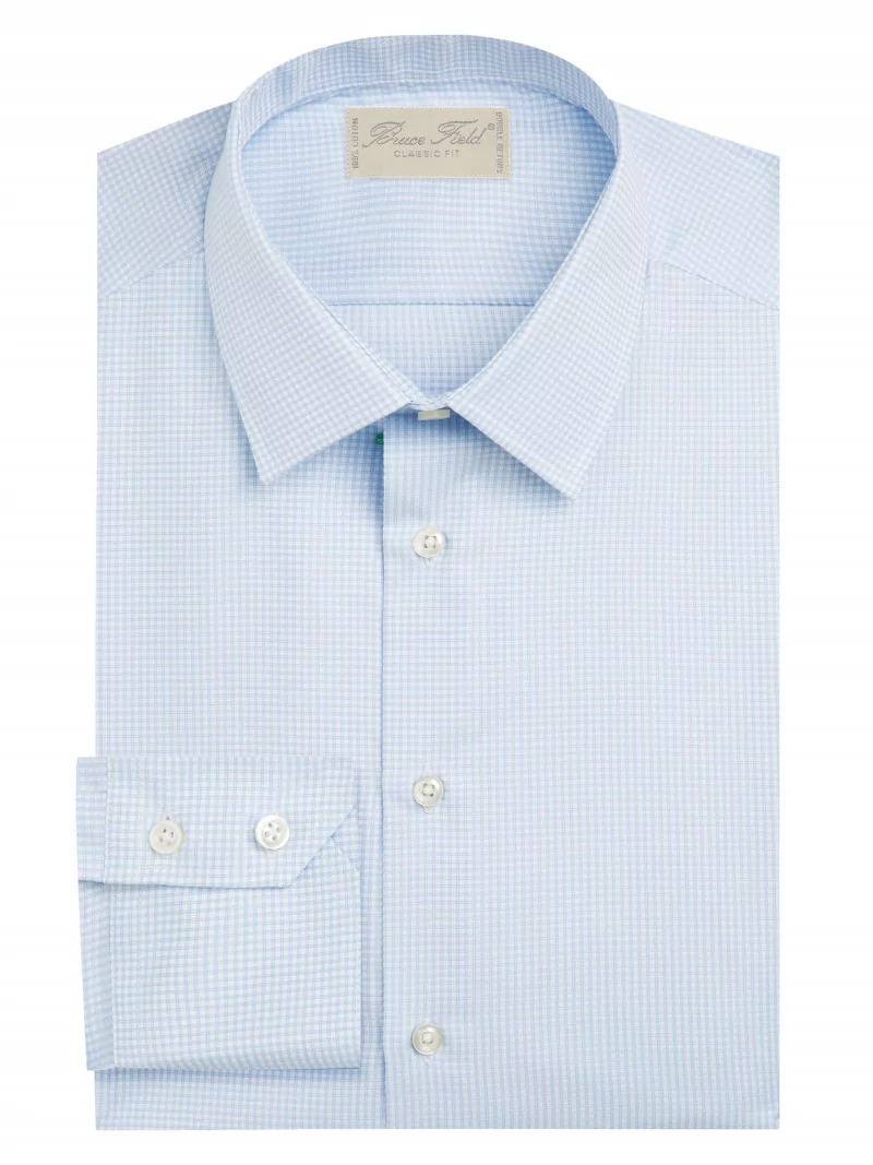 Chemise coupe classique pur coton à petit carreaux