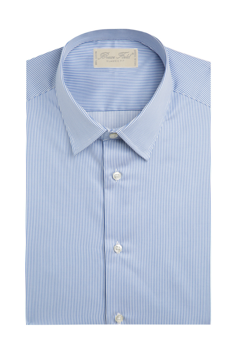 Chemise coupe classique pur coton à rayures