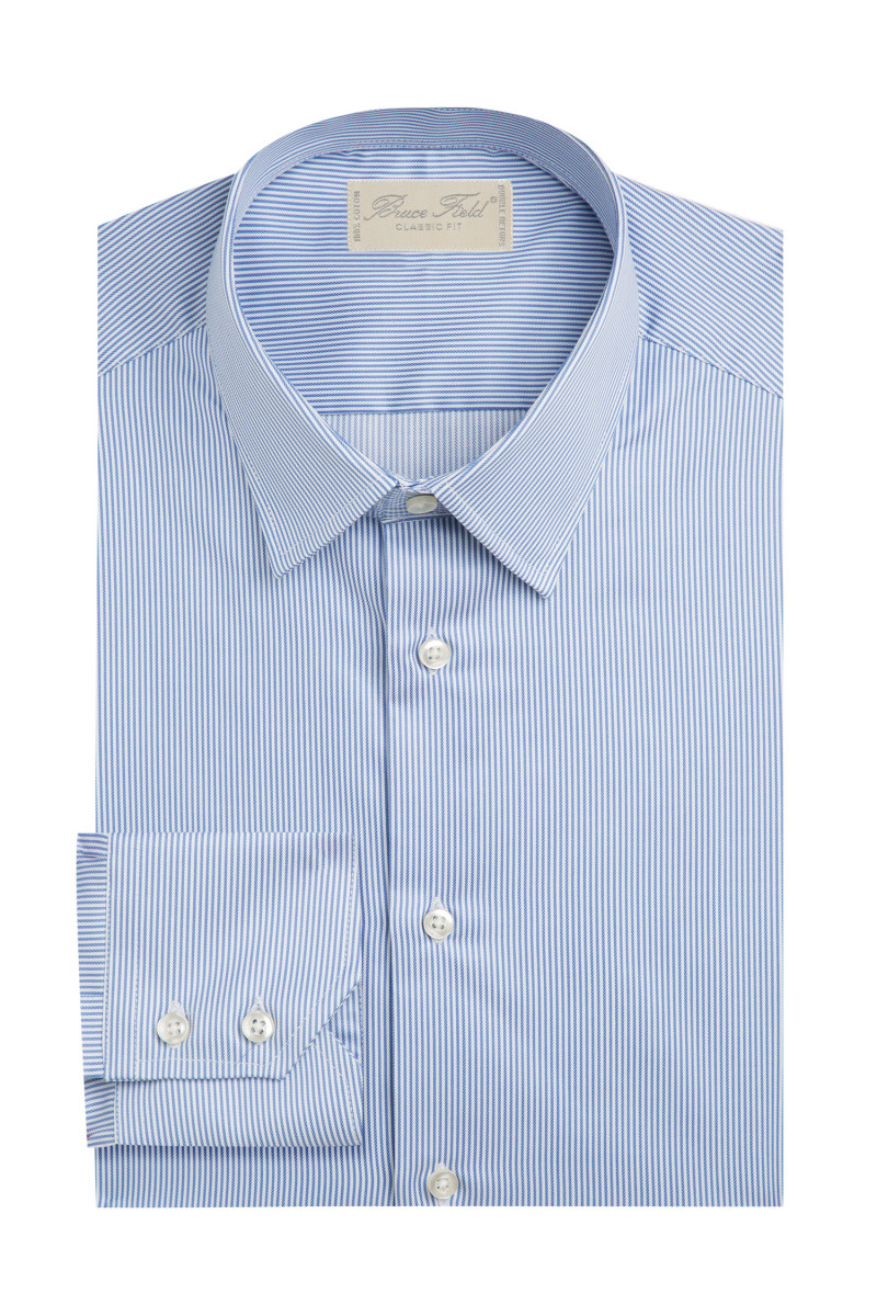 Chemise coupe classique pur coton à rayures