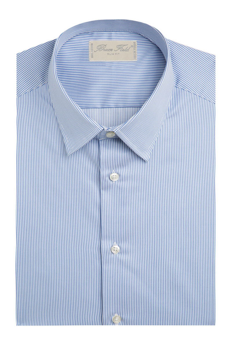 Chemise cintrée pur coton à fines rayures