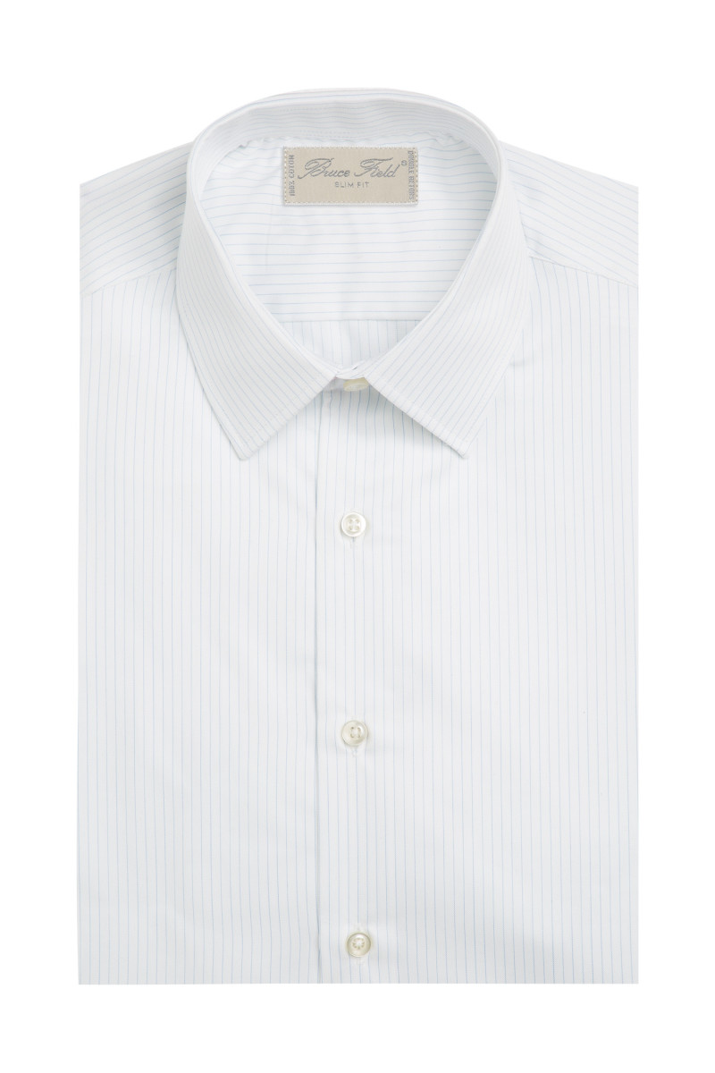 Chemise cintrée pur coton à fines rayures