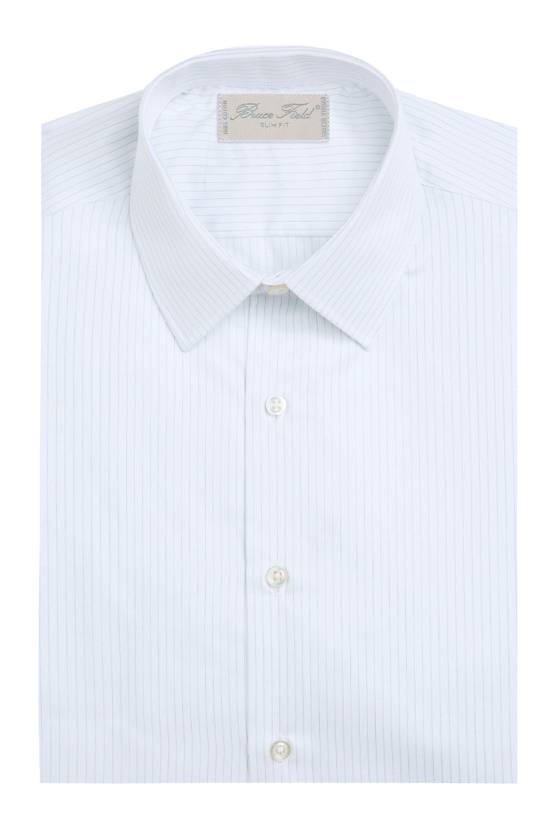 Chemise cintrée pur coton à fines rayures