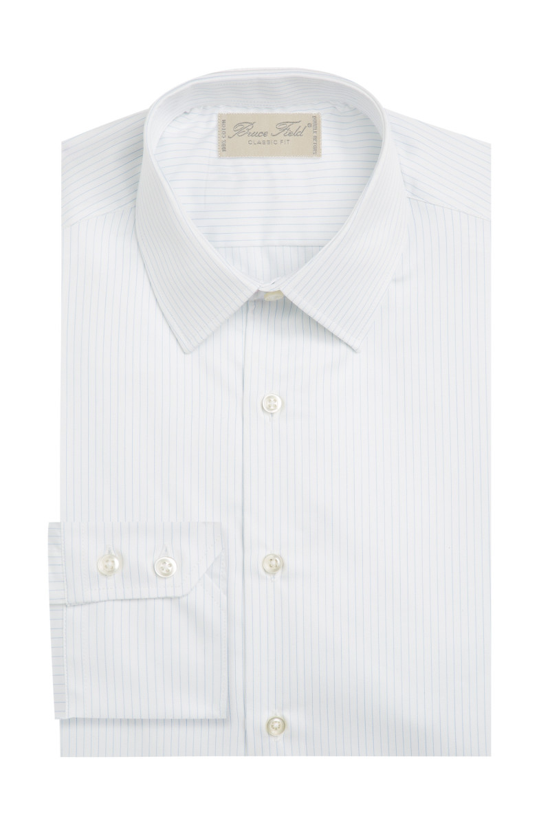 Classic shirt in fine stripe sky pure cotton