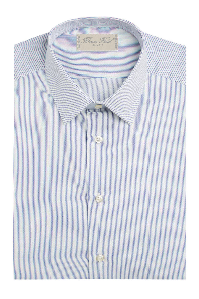 Chemise cintrée pur coton finement rayée