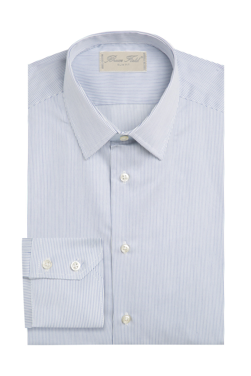 Men's slim fit shirt with thin grey stripes