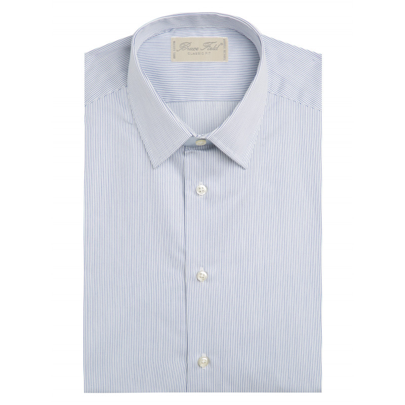 Shirt classic fit 100% cotton striped white