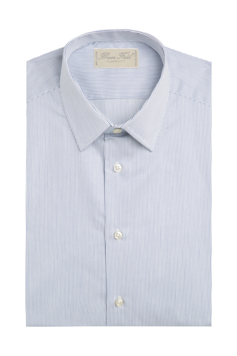 Chemise coupe classique pur coton finement rayée