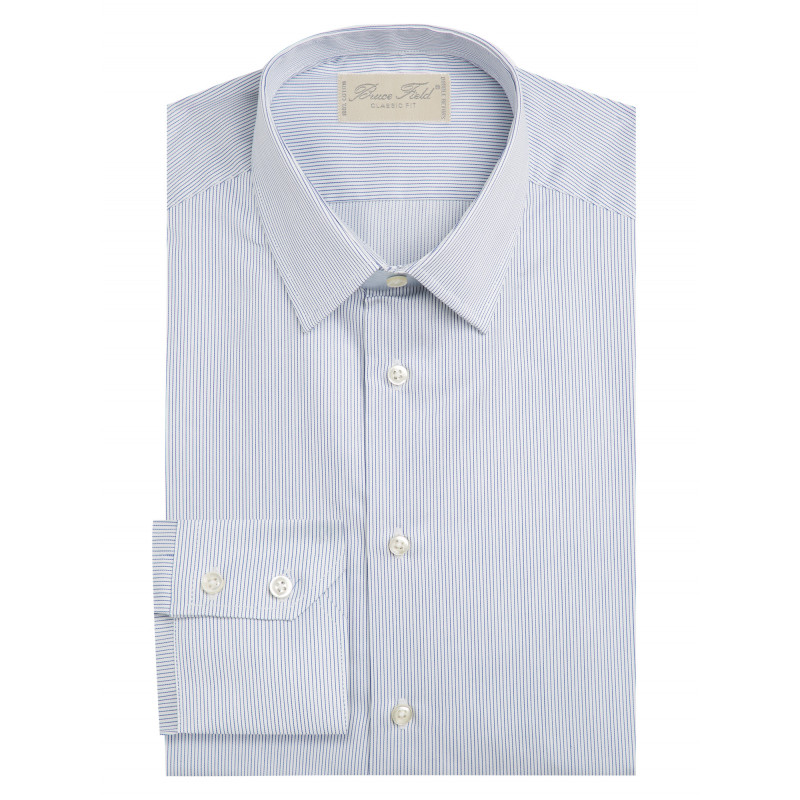 Shirt classic fit 100% cotton striped white