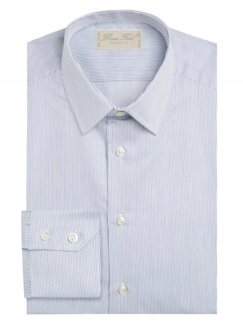 Shirt classic fit 100% cotton striped white