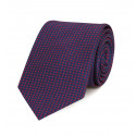 Tie in pure silk navy with red polka dots