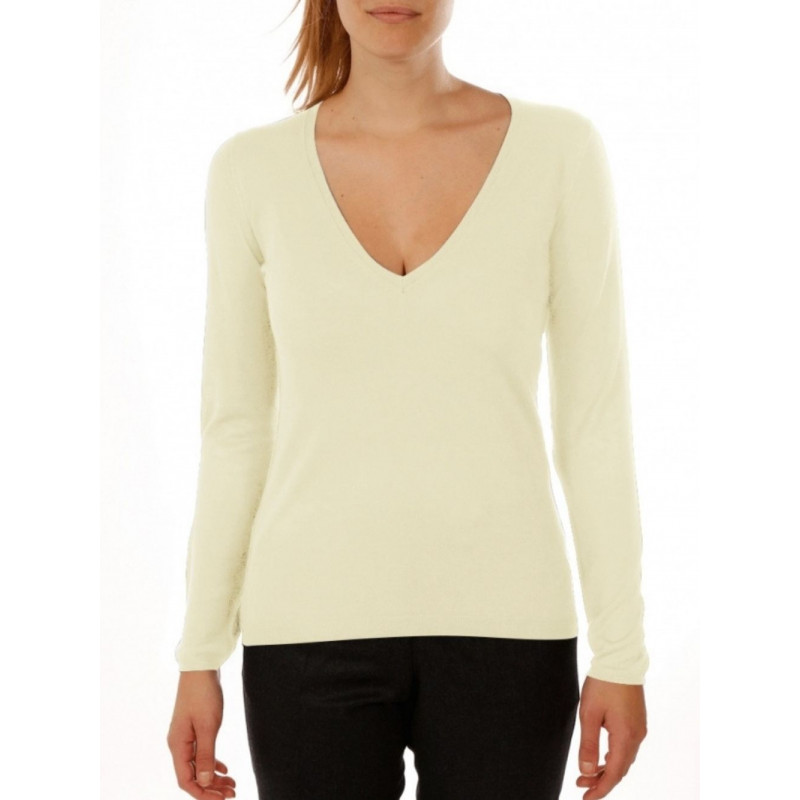 Sweater women V-neck knit bamboo cashmere