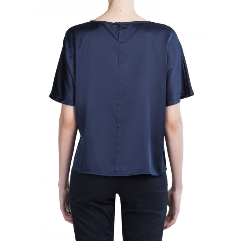 Top soie col rond manche courte