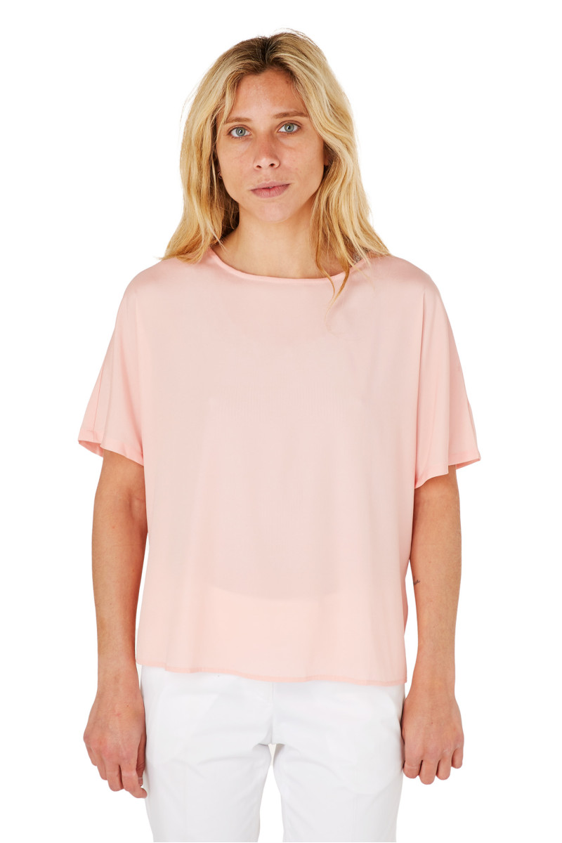 Blouse cinched in pure silk