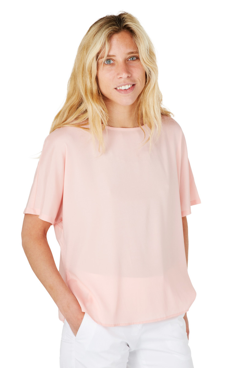 Blouse cinched in pure silk