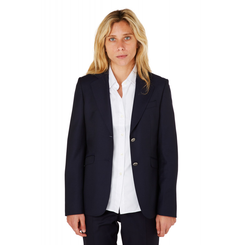 Blazer natté pure laine à boutons argentés