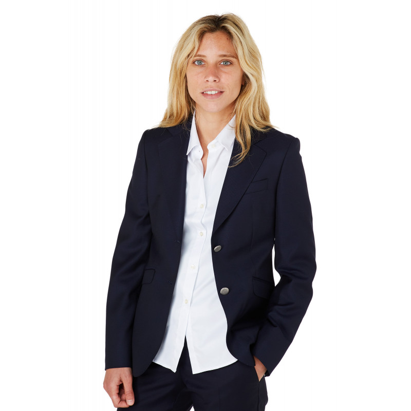 Blazer natté pure laine à boutons argentés