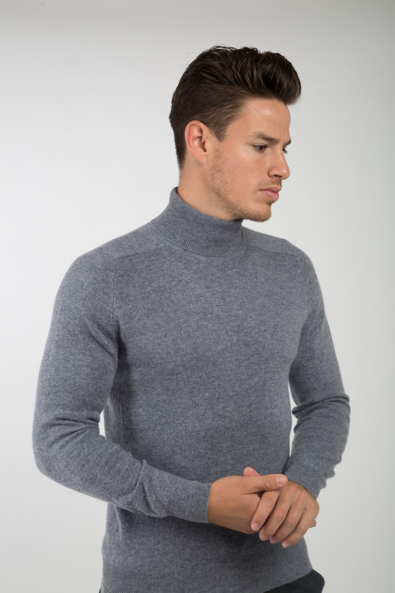 Pull laine cachemire col roulé GG12