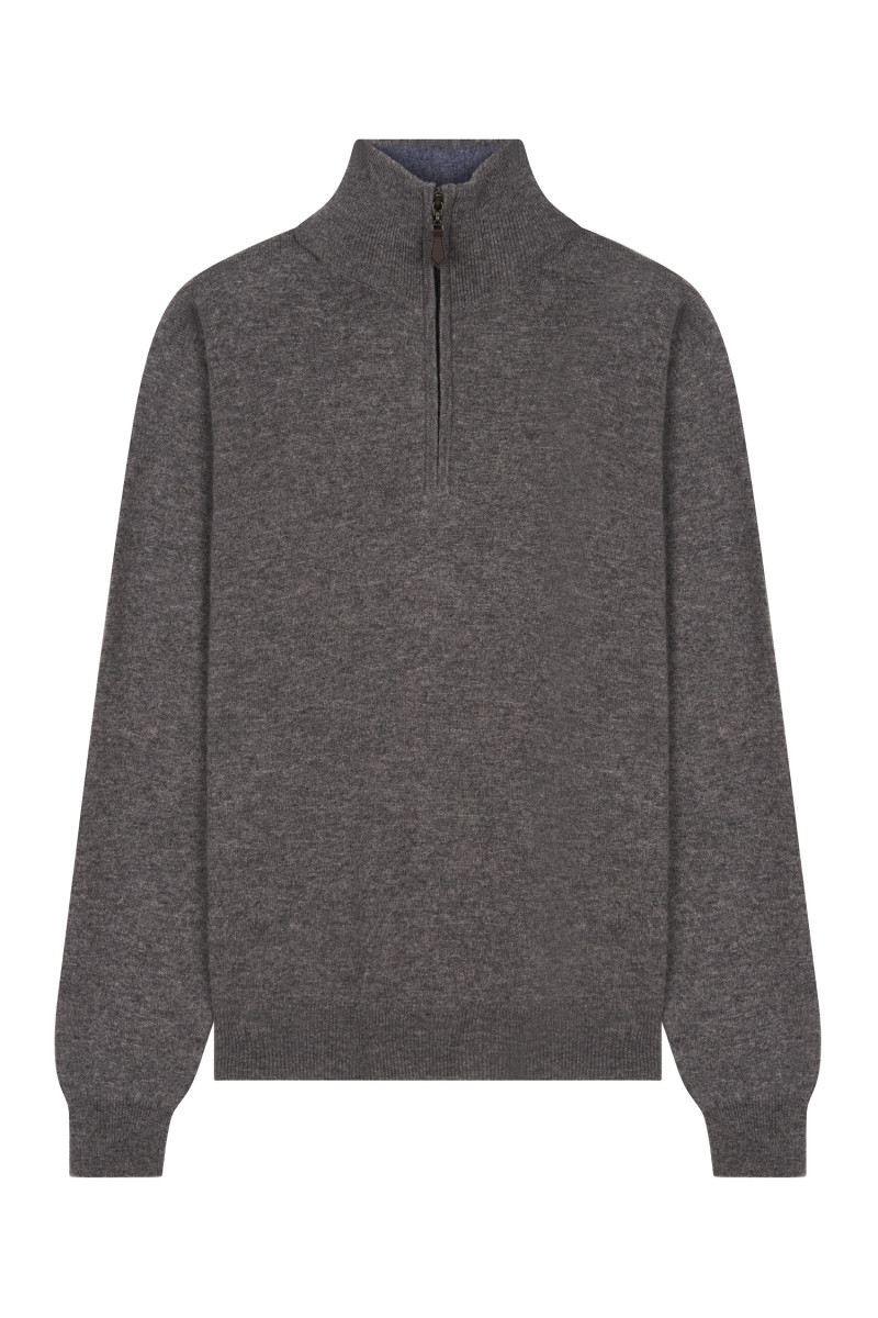 Polo laine cachemire bicolore zip GG12
