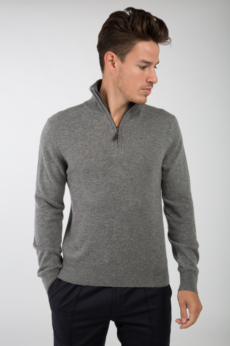 Polo laine cachemire bicolore zip GG12